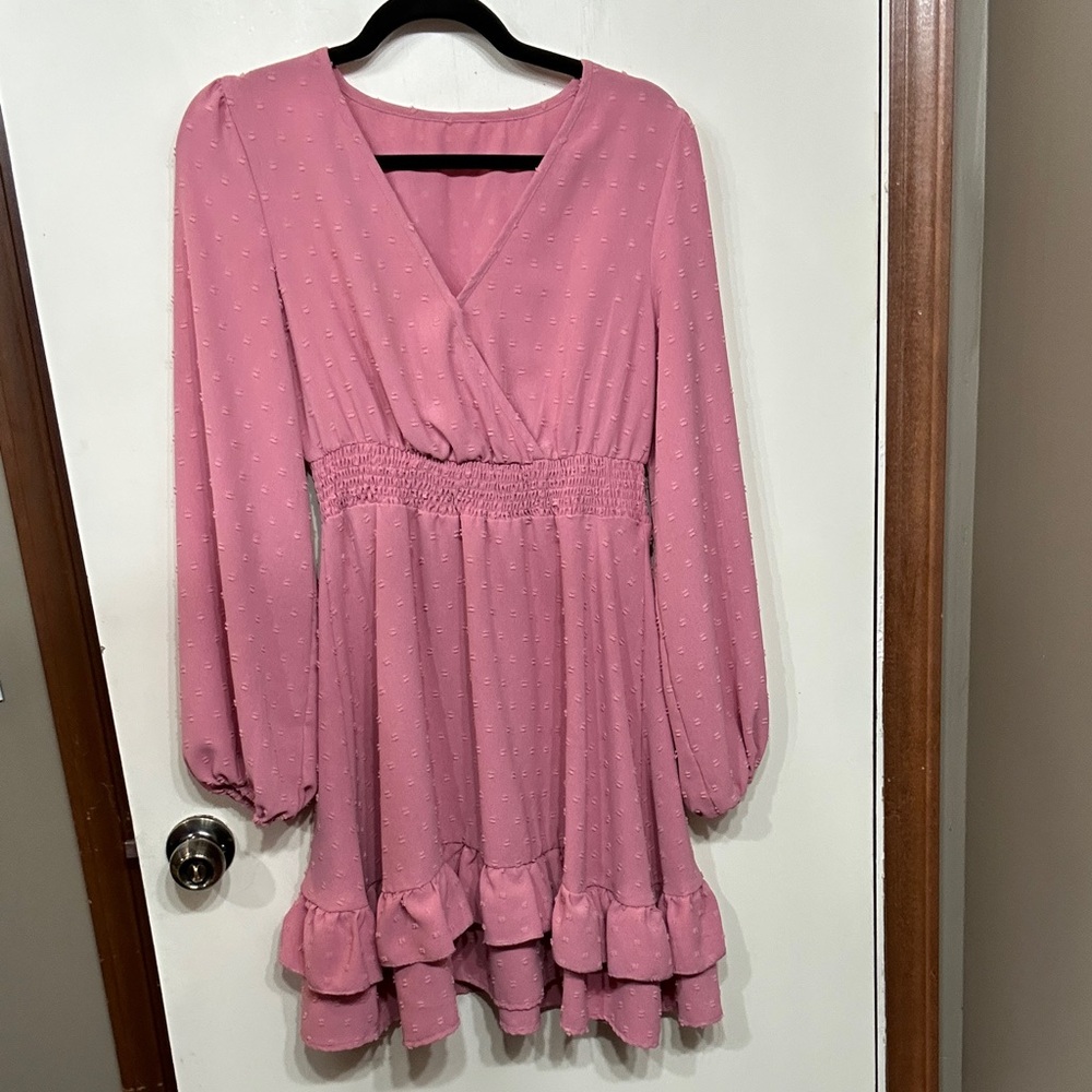 Pink Western Ruffle Mini Dress